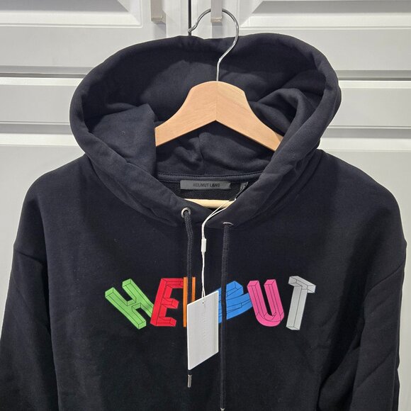 Helmut Lang Logo-Print Hooded Sweatshirt - Black - Picture 2 of 10